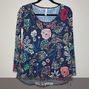LuLaRoe Lynnae XS Floral Long Sleeve Tee NWT
